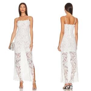 Hemant and Nandita Off White Embellished Lace Midi Dress Size Small